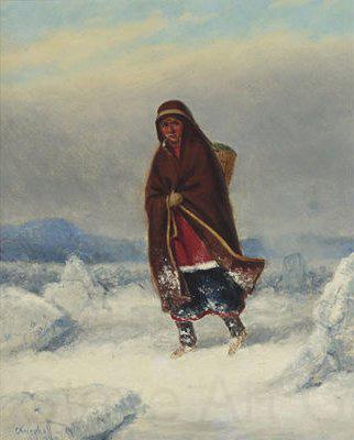 Cornelius Krieghoff Indian Woman in a Winter Landscape Spain oil painting art